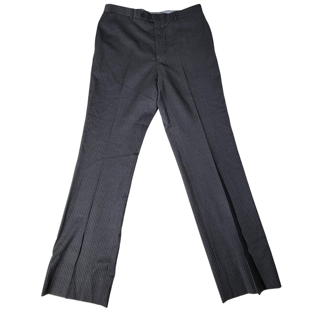 Tommy Hilfiger‎ Mens 100% Wool Pinstripe Dress Pants Charcoal Grey 32x31